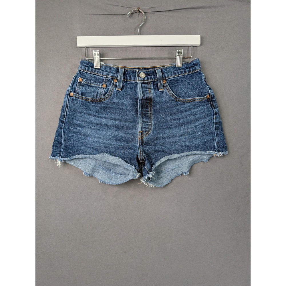 Levi 501 Original High Rise Cut Off Jean Shorts Blue W28 56327-0225